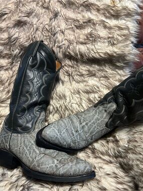 Tony Lama BLK Label Men Gray Elephant Western Boots NEW  HEEL CAPS Sz 8 D
